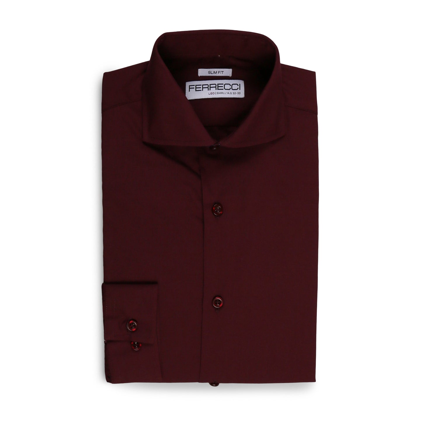 Leo Mens Burgundy Slim Fit Cotton Dress Shirt