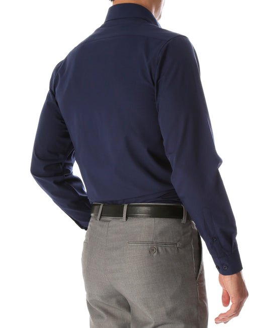 Leo Mens Navy Slim Fit Cotton Dress Shirt