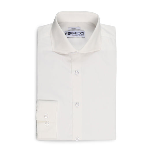 Leo Mens Slim Fit Snow White Dress Shirt