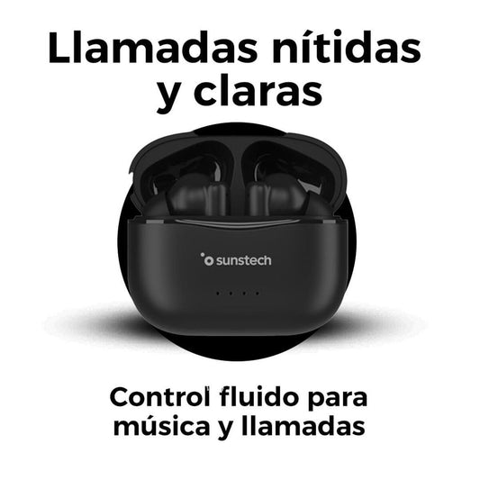 Bluetooth Headphones Sunstech WAVEPODSONEBK Black