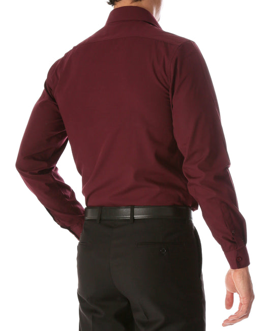 Leo Mens Burgundy Slim Fit Cotton Dress Shirt