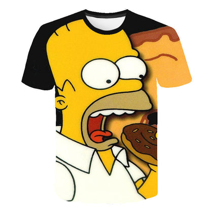 Men T-Shirt Funny Homer Simpson And his Son 3D Printed Shorts Sleeve T-shirt Fashion Casual Tops & Tees Brand Unisex Clothing