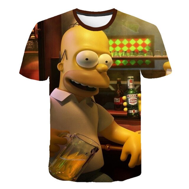 Men T-Shirt Funny Homer Simpson And his Son 3D Printed Shorts Sleeve T-shirt Fashion Casual Tops & Tees Brand Unisex Clothing