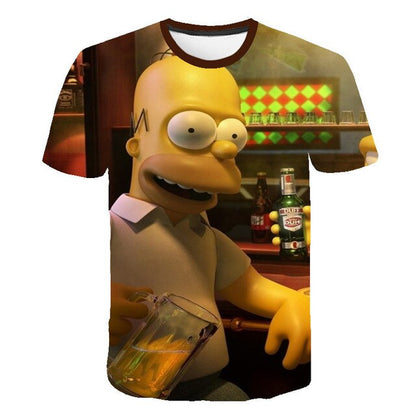 Men T-Shirt Funny Homer Simpson And his Son 3D Printed Shorts Sleeve T-shirt Fashion Casual Tops & Tees Brand Unisex Clothing