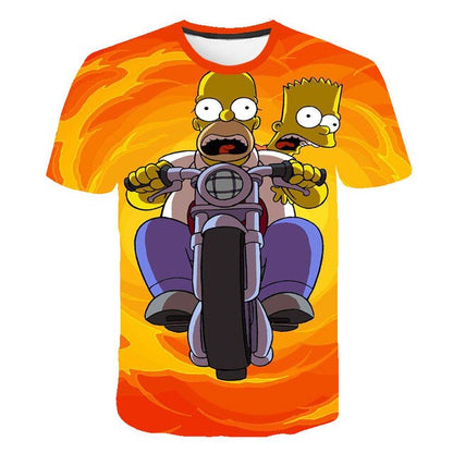 Men T-Shirt Funny Homer Simpson And his Son 3D Printed Shorts Sleeve T-shirt Fashion Casual Tops & Tees Brand Unisex Clothing