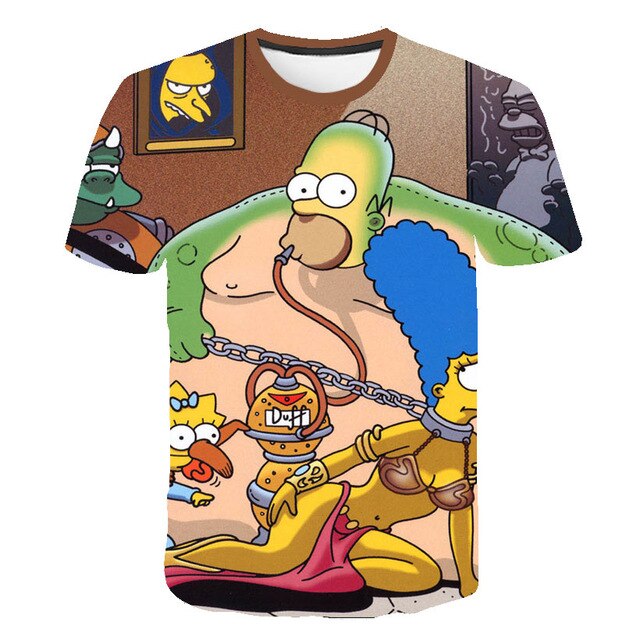 Men T-Shirt Funny Homer Simpson And his Son 3D Printed Shorts Sleeve T-shirt Fashion Casual Tops & Tees Brand Unisex Clothing