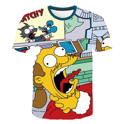 Men T-Shirt Funny Homer Simpson And his Son 3D Printed Shorts Sleeve T-shirt Fashion Casual Tops & Tees Brand Unisex Clothing