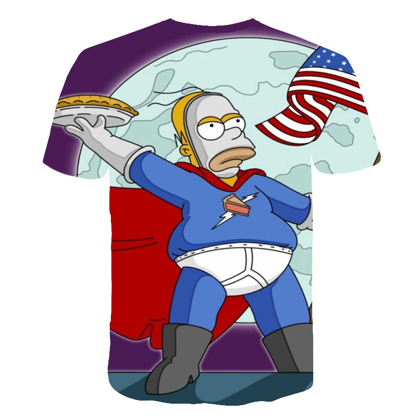 Men T-Shirt Funny Homer Simpson And his Son 3D Printed Shorts Sleeve T-shirt Fashion Casual Tops & Tees Brand Unisex Clothing