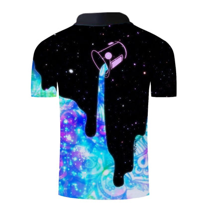 Polo shirt men Business Casual male polo shirt Short Sleeve Blue flame 3D print tops polo homme polo shirt