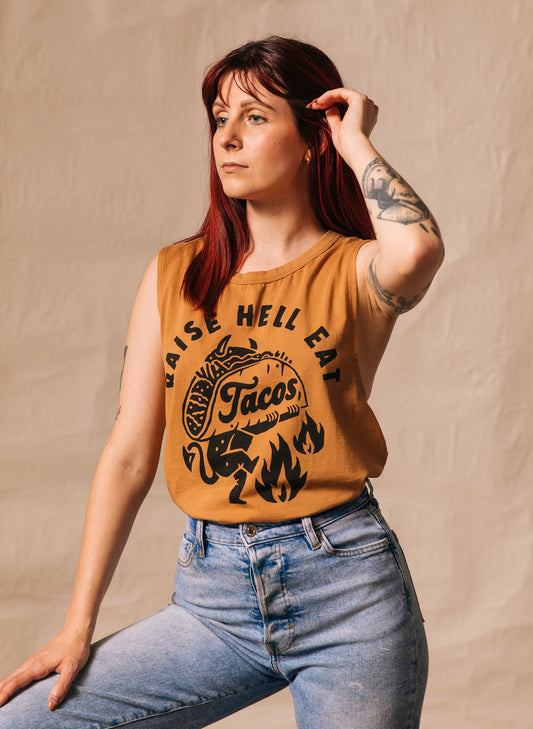 Raise Hell Eat Tacos Muscle Tee